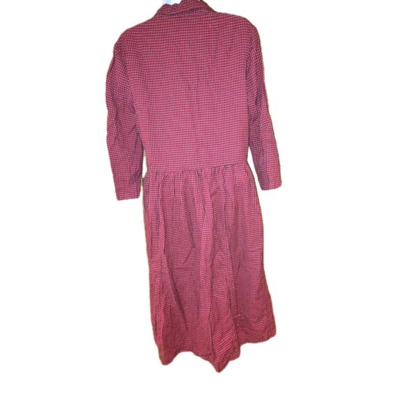 EUC Toast Red And Black Checkered Midi Peasant Dress Sz 10 - Picture 4 of 6
